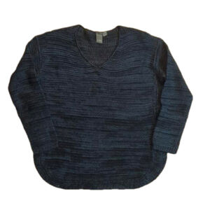 Quinn V Neck Knit Sweater Blue Textured Medium